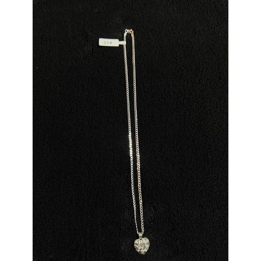 Cadena Tejido Cubano Con Dije De Corazón Stilo Nugget Plata 925 - 20 Inch